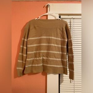 Open neck, long sleeve sweater. Thick material.